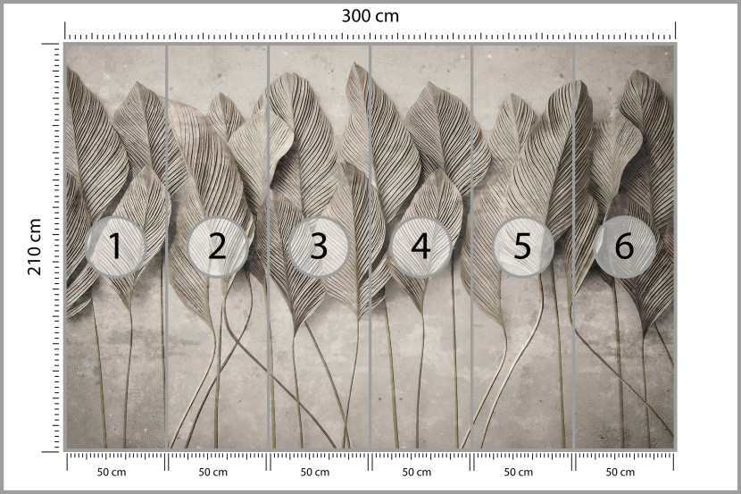 Fototapeta Liście na Betonie do Salonu i Sypialni 300x210cm, 6719021