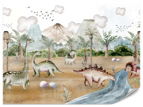 Fototapeta Świat Dinozaurów Dla Dzieci 100x70cm