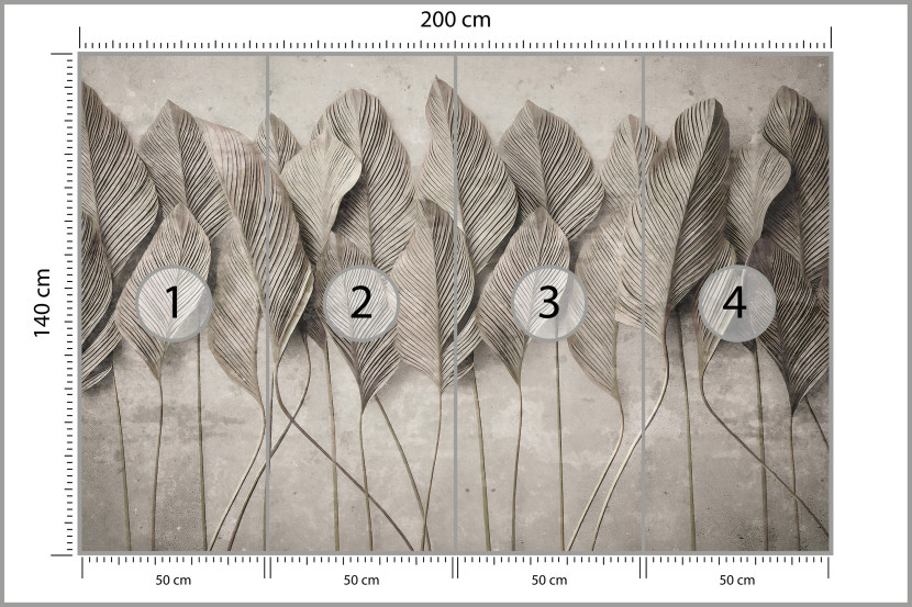 Fototapeta Liście na Betonie do Salonu i Sypialni 200x140cm, 6719396