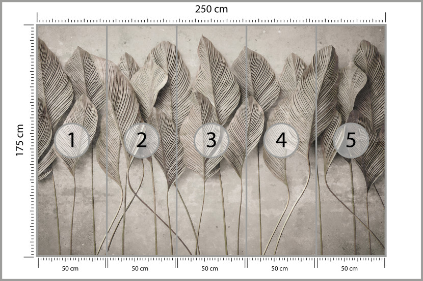 Fototapeta Liście na Betonie do Salonu i Sypialni 250x175cm, 6719624