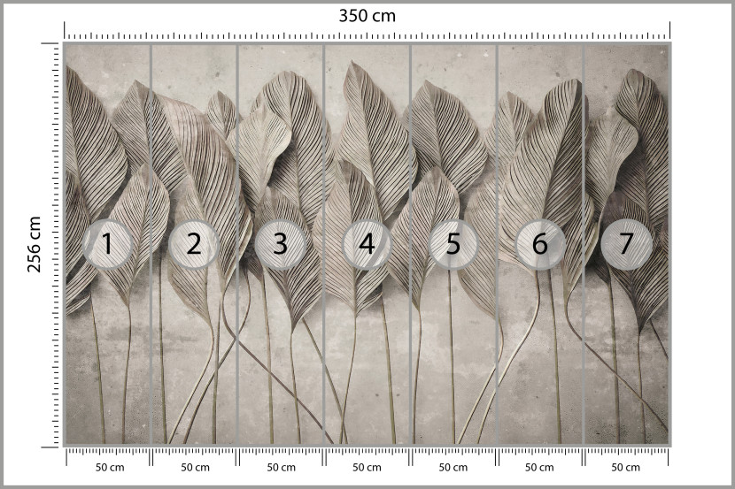 Fototapeta Liście na Betonie do Salonu i Sypialni 350x256cm, 6719763