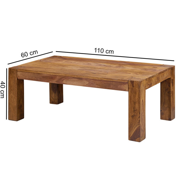 FineBuy Stolik Kawowy 110x60x40 cm Lite Drewno Sheesham Prostokątny, 673364