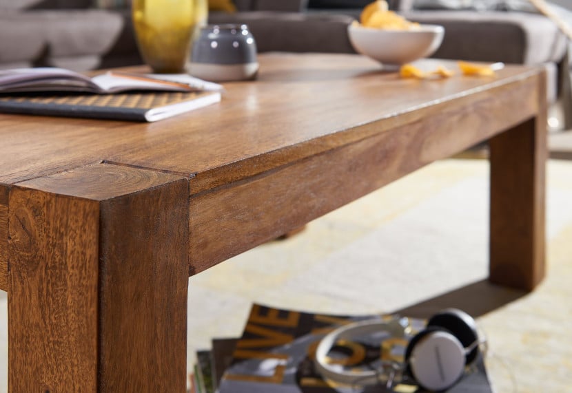 FineBuy Stolik Kawowy 110x60x40 cm Lite Drewno Sheesham Prostokątny, 673366