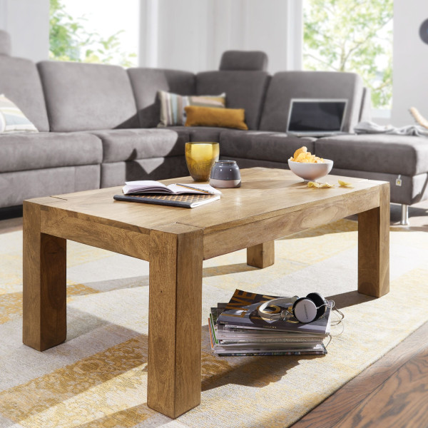 FineBuy Stolik Kawowy 110x60x40 cm Akacja Masyw Prostokątny, Rustykalny, 675518