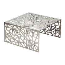 FineBuy Stolik Kawowy 60x60x31 cm Aluminium Srebrny Kwadratowy