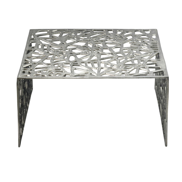 FineBuy Stolik Kawowy 60x60x31 cm Aluminium Srebrny Kwadratowy, 6755360