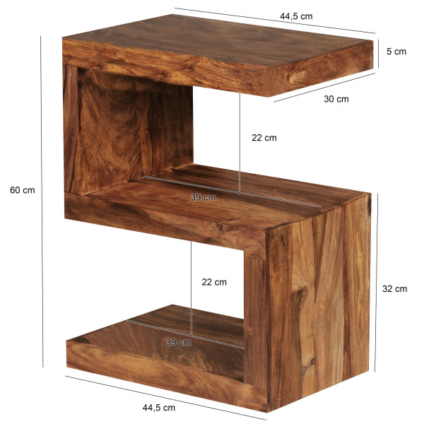 FineBuy Stolik Pomocniczy S Kostka 44x30x60 cm Lite Drewno Sheesham, 675685