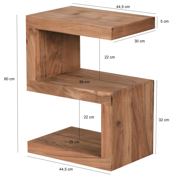 FineBuy Stolik Pomocniczy S Kostka 44x30x60 cm Lite Drewno Akacjowe, 675760