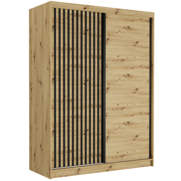 Szafa przesuwna Rivano VIII 150 cm artisan 2-drzwi artisan czarne lamele, 6763766