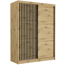 Szafa przesuwna Rivano VIII 150 cm artisan 2-drzwi artisan czarne lamele