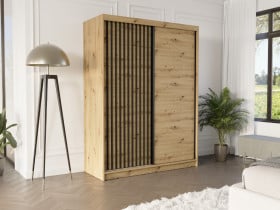 Szafa przesuwna Rivano VIII 150 cm artisan 2-drzwi artisan czarne lamele