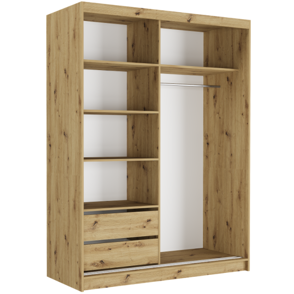 Szafa przesuwna Rivano VIII 150 cm artisan 2-drzwi artisan czarne lamele, 6763769