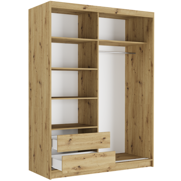 Szafa przesuwna Rivano VIII 150 cm artisan 2-drzwi artisan czarne lamele, 6763770