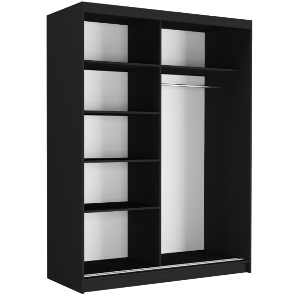 Szafa przesuwna Rivano VIII 150 cm czarna 2-drzwi artisan czarne lamele, 6764259
