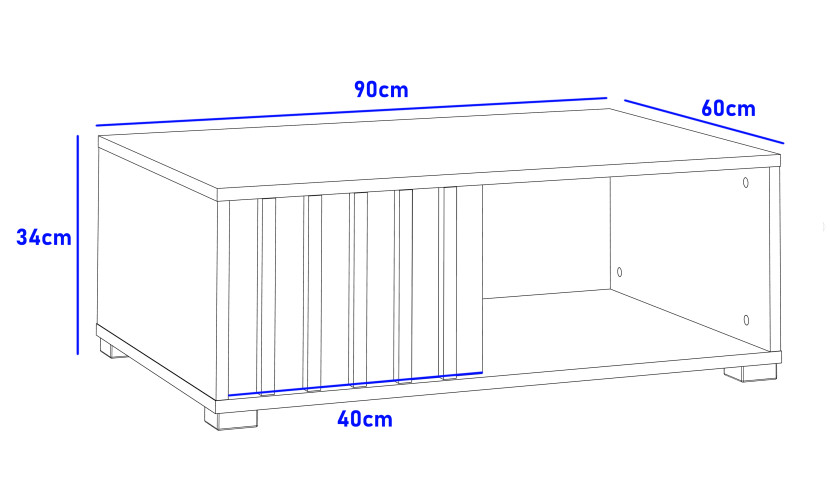 Loftowy stolik kawowy z lamelami – MONTANA ST 90 cm dąb craft + czarny, 6766668