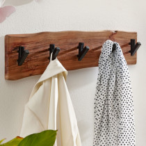 FineBuy Wieszak Ścienny 60 cm Lite Drewno Akacjowe z Naturalną Krawędzią