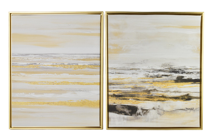 INGA Komplet 2 obrazów 40x50cm złoto czarna abstrakcja, 6786320