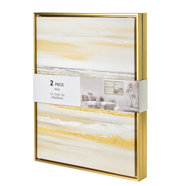 INGA Komplet 2 obrazów 40x50cm złoto czarna abstrakcja, 6786321