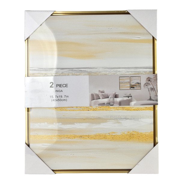 INGA Komplet 2 obrazów 40x50cm złoto czarna abstrakcja, 6786324