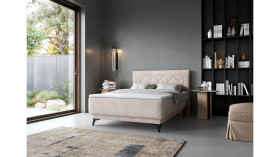 łóżko tapicerowane Zalea 120x200 z pojemnikiem beżowe
