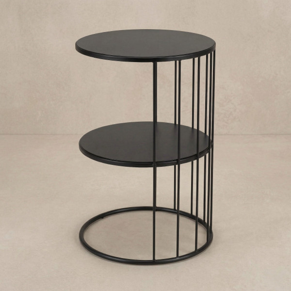 Okrągły stolik kawowy z metalu, z półką RODA, 52 cm, 6808346