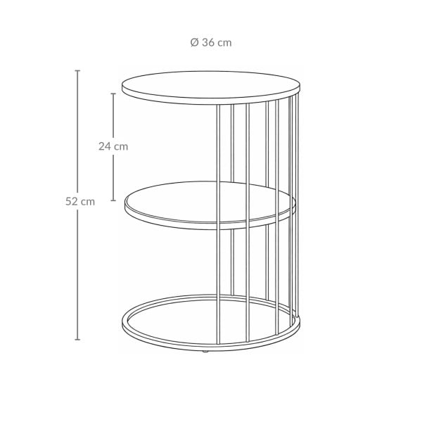 Okrągły stolik kawowy z metalu, z półką RODA, 52 cm, 6808348