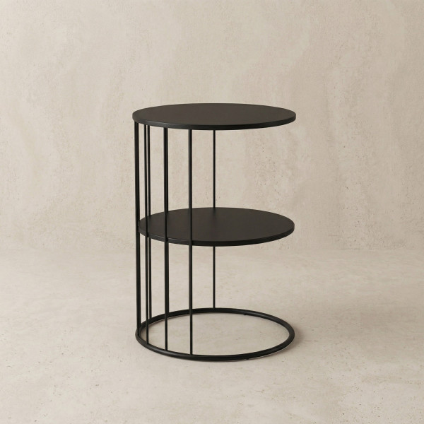 Okrągły stolik kawowy z metalu, z półką RODA, 52 cm, 6808350