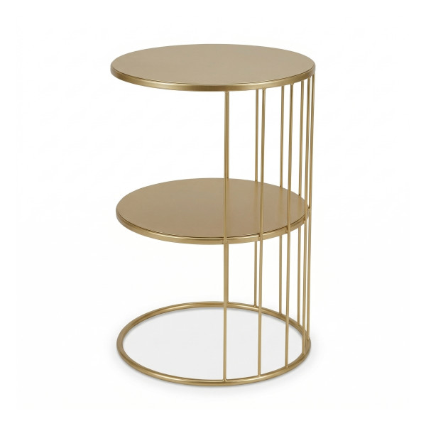 Okrągły stolik kawowy z metalu, z półką RODA, 52 cm, 6808352