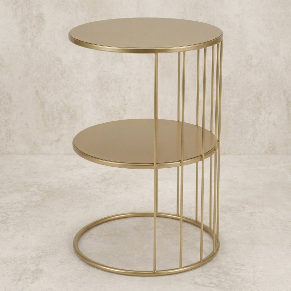 Okrągły stolik kawowy z metalu, z półką RODA, 52 cm, 6808354