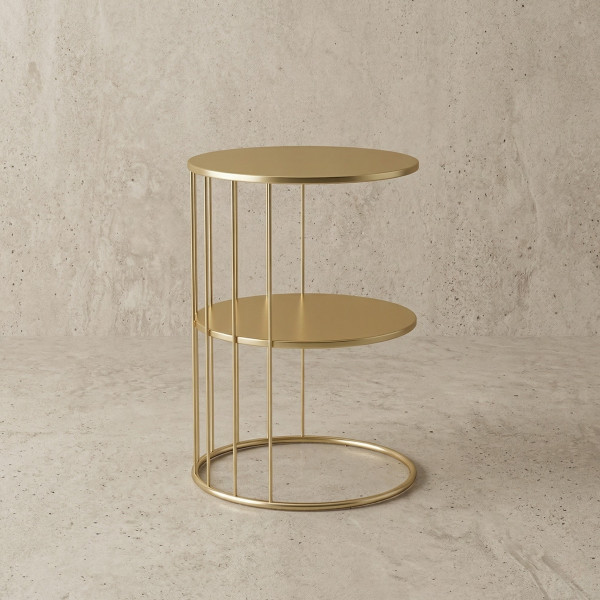Okrągły stolik kawowy z metalu, z półką RODA, 52 cm, 6808358