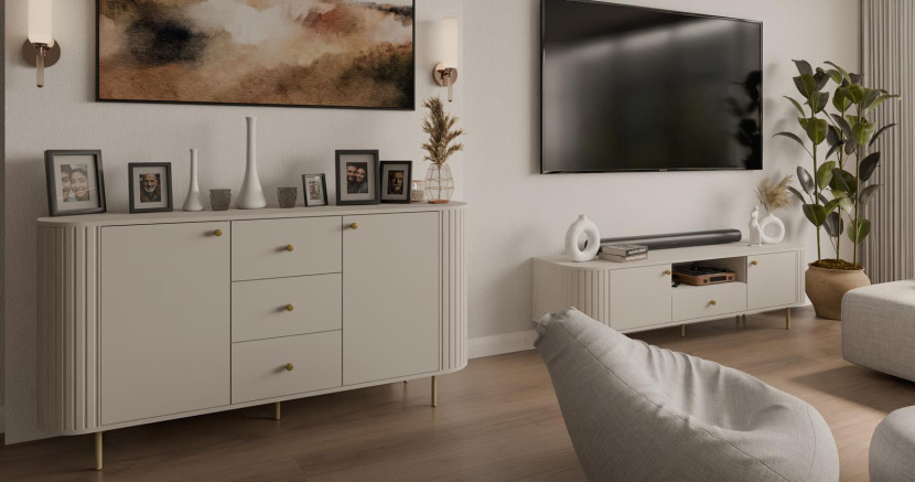 Modna komoda beżowa do przedpokoju glamour ZANTO, 6809599