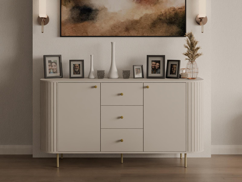 Komoda beżowa z szufladami do salonu glamour ZANTO, 6809636