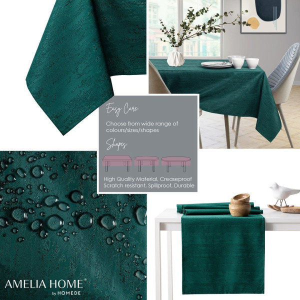 Obrus Plamoodporny VESTA 110x240 Owal zielony AmeliaHome, 6818449