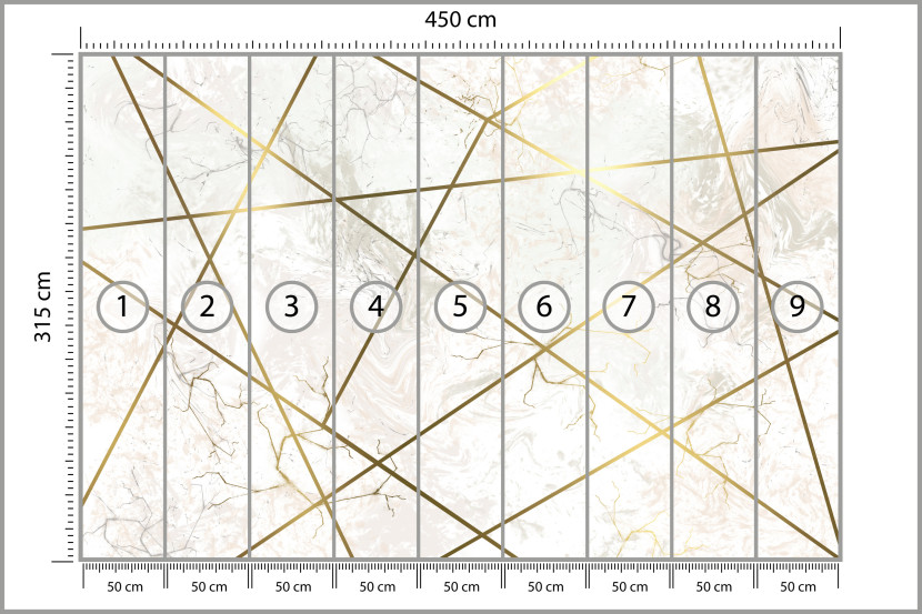 Fototapeta Geometryczne Złote Linie do Salonu i Sypialni 450x315cm, 6822046