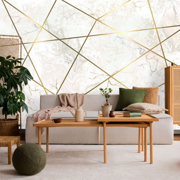 Fototapeta Geometryczne Złote Linie do Salonu i Sypialni 450x315cm, 6822050