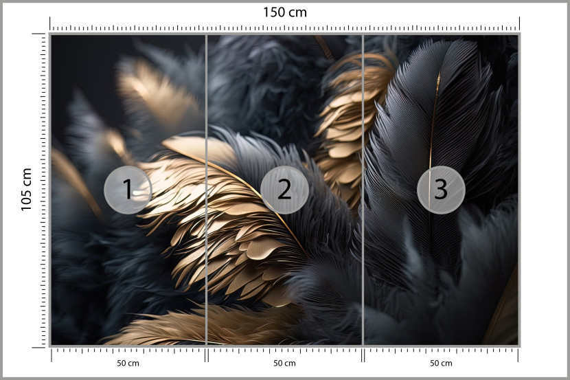 Fototapeta Czarno-złote Pióra do Salonu i Sypialni 150x105cm Glamour, 6822217