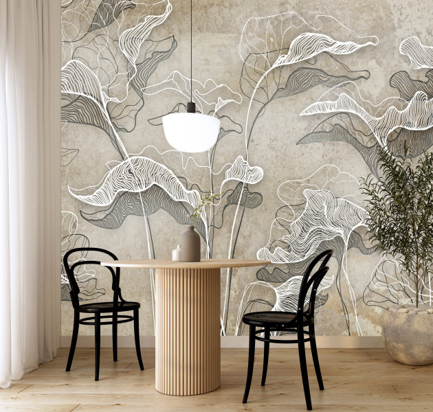 Fototapeta Liście na Beżowym Tle do Salonu i Sypialni 350x256cm, 6822453
