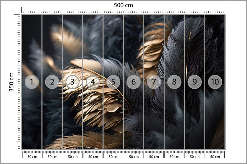 Fototapeta Czarno-złote Pióra do Salonu i Sypialni 500x350cm Glamour, 6824434