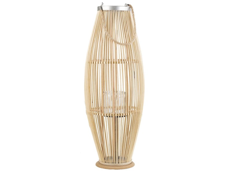 Lampion dekoracyjny bambusowy 84 cm jasny, 682566