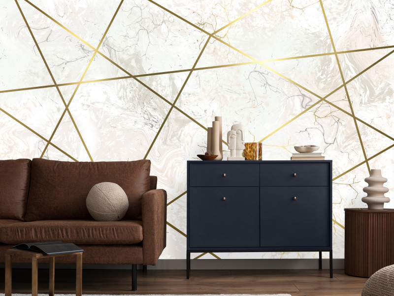 Fototapeta Geometryczne Złote Linie do Salonu i Sypialni 350x256cm, 6826154