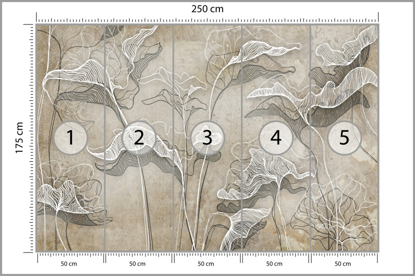 Fototapeta Liście na Beżowym Tle do Salonu i Sypialni 250x175cm, 6827001