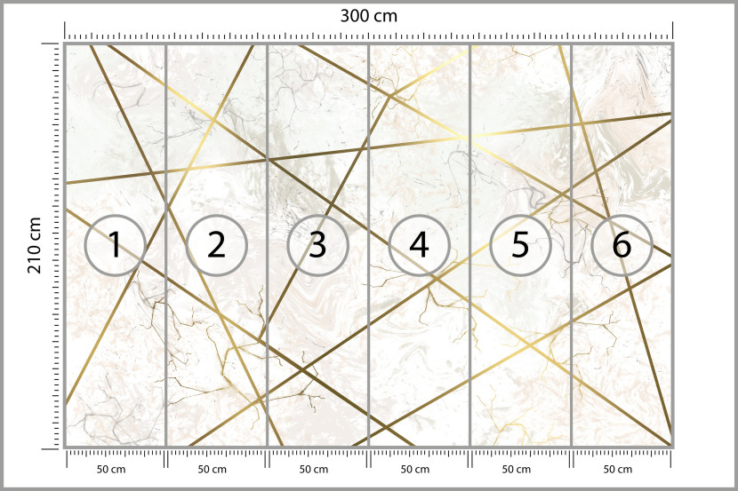Fototapeta Geometryczne Złote Linie do Salonu i Sypialni 300x210cm, 6827217