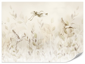 Fototapeta Ptaki i Kwiaty na Łące do Salonu i Sypialni 100x70cm