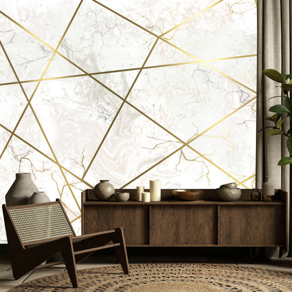 Fototapeta Geometryczne Złote Linie do Salonu i Sypialni 250x175cm, 6827971