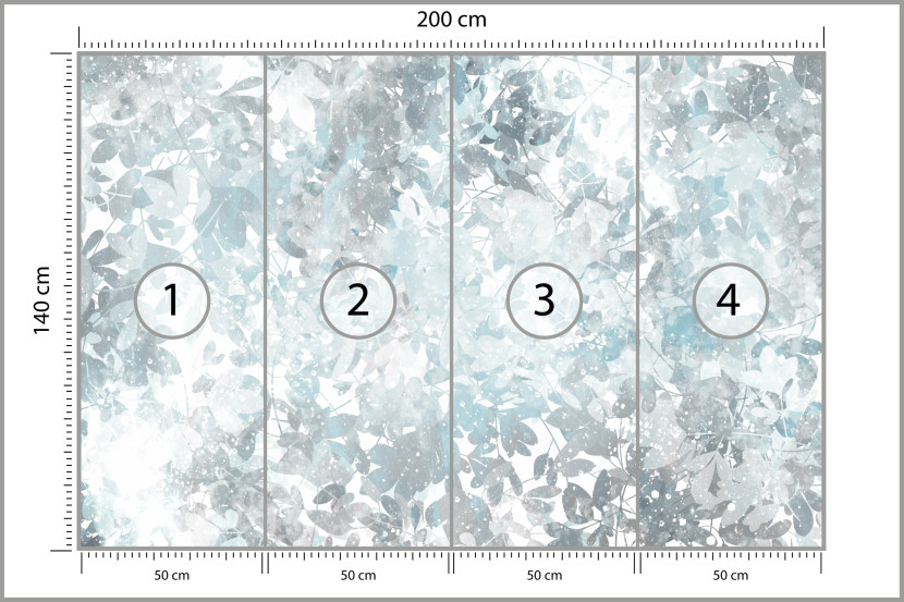 Fototapeta Błękitne Liście i Kwiaty do Salonu i Sypialni 200x140cm, 6828365