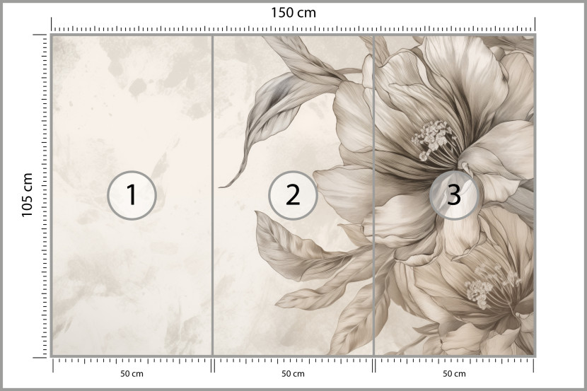 Fototapeta Beżowe Kwiaty do Salonu i Sypialni 150x105cm Boho, 6828905