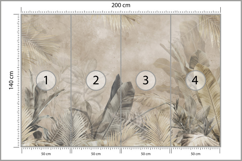 Fototapeta Liście Bananowe na Betonie do Salonu i Sypialni 200x140cm, 6828977