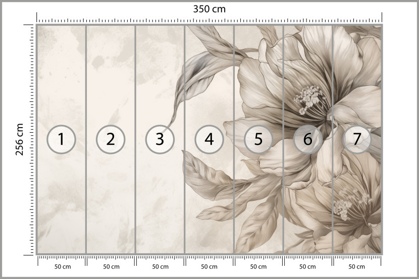Fototapeta Beżowe Kwiaty do Salonu i Sypialni 350x256cm Boho, 6829282
