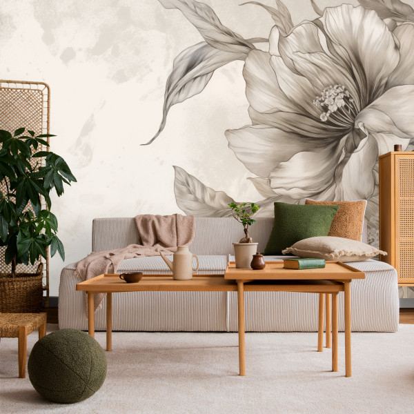 Fototapeta Beżowe Kwiaty do Salonu i Sypialni 350x256cm Boho, 6829286