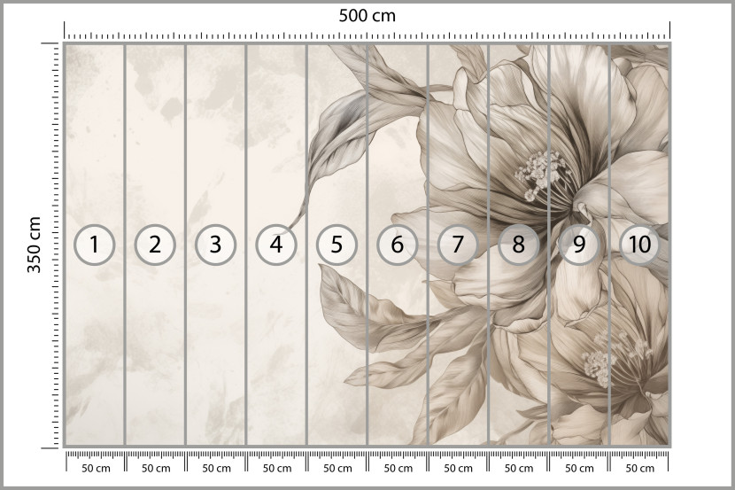 Fototapeta Beżowe Kwiaty do Salonu i Sypialni 500x350cm Boho, 6829552